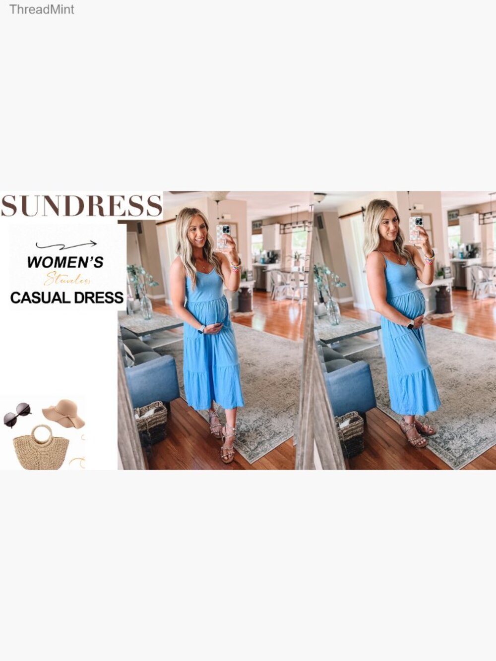 Flowy Tiered Maxi Dress Sleeveless Sundress Adjustable Straps Long Beach Dress - Picture 6 of 7